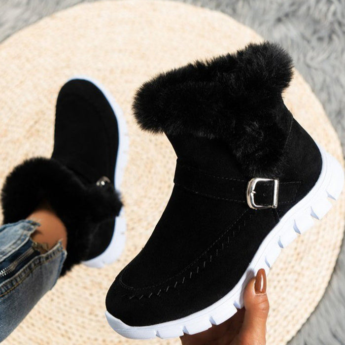 BOTA FEMININA DE INVERNO DONNA MISS AVELUDADA, ELEGANTE E COM SOLADO PLATAFORMA ANTIDERRAPANTE