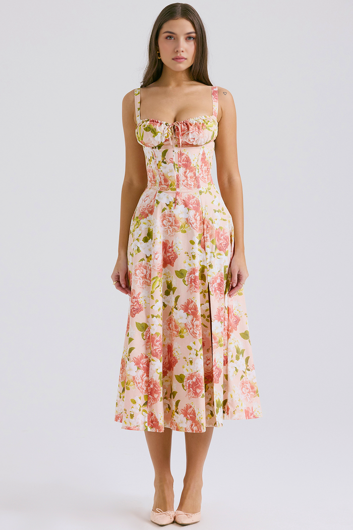 DONA MISS VESTIDO ROSELI BUSTIER MIDI FLORAL