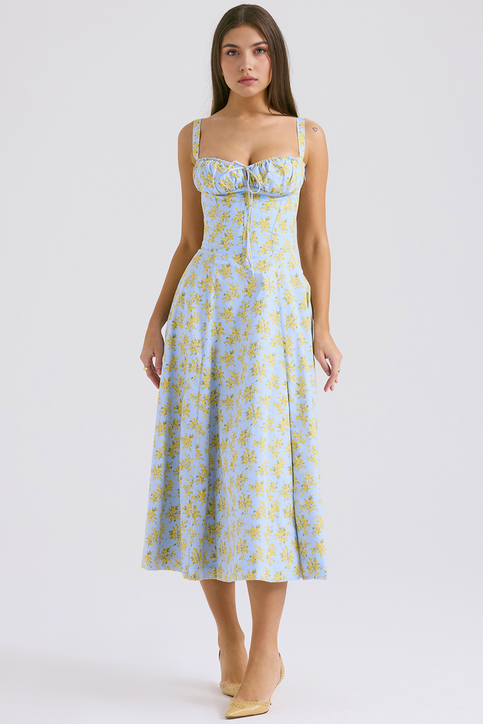 DONA MISS VESTIDO ROSELI BUSTIER MIDI FLORAL