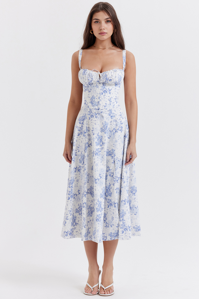 DONA MISS VESTIDO ROSELI BUSTIER MIDI FLORAL