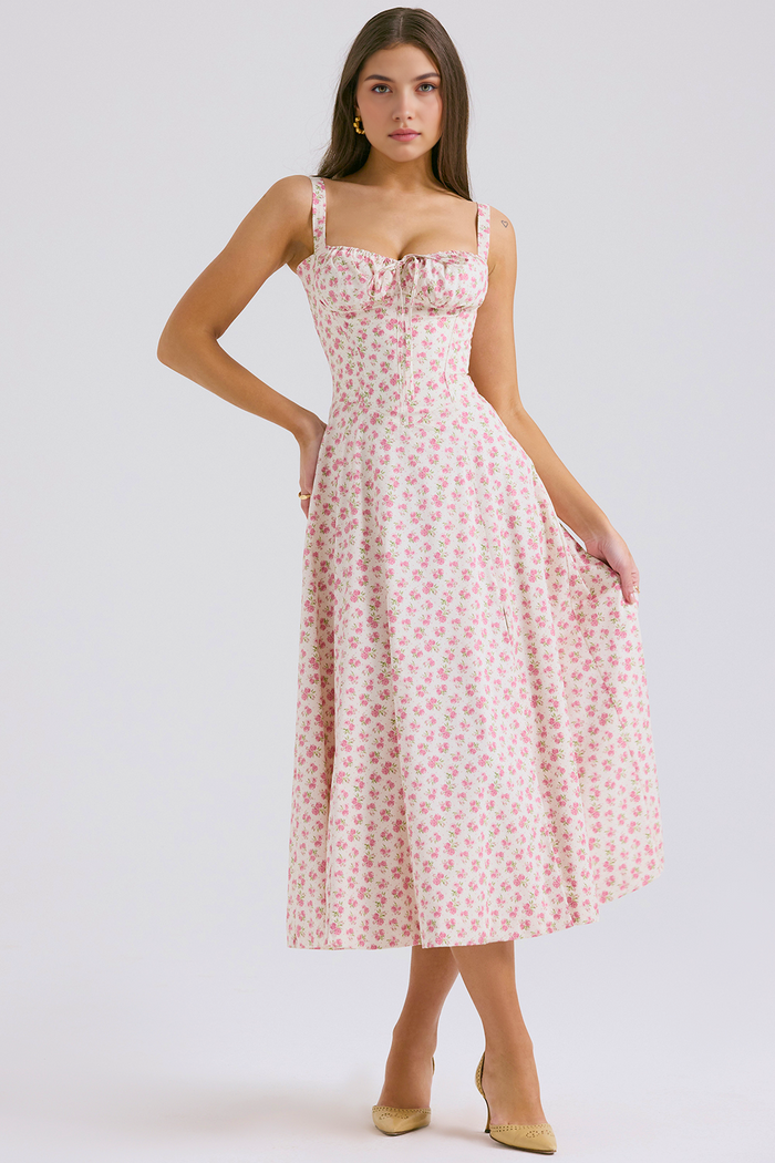 DONA MISS VESTIDO ROSELI BUSTIER MIDI FLORAL