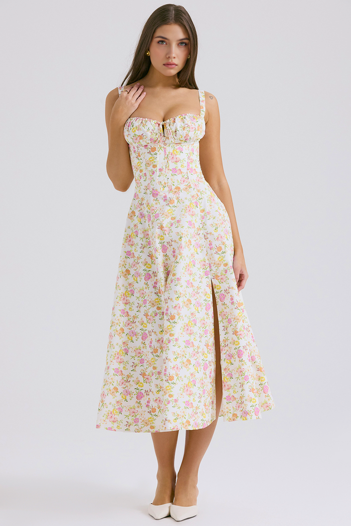 DONA MISS VESTIDO ROSELI BUSTIER MIDI FLORAL