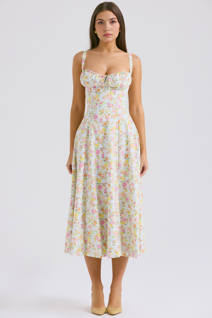 DONA MISS VESTIDO ROSELI BUSTIER MIDI FLORAL