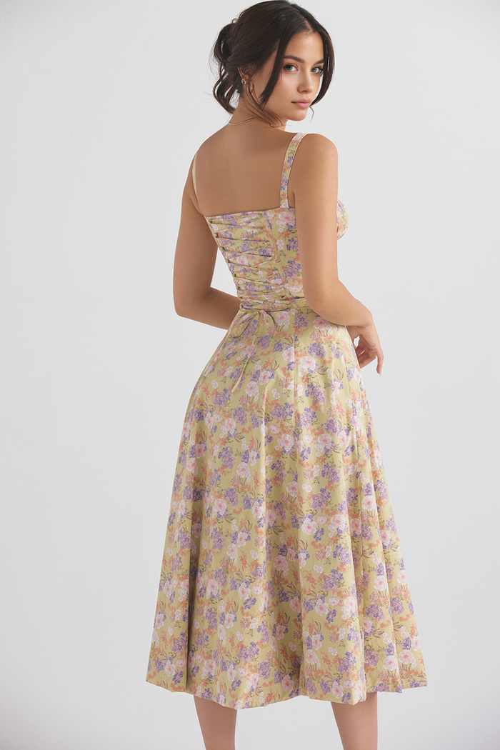 DONA MISS VESTIDO ROSELI BUSTIER MIDI FLORAL