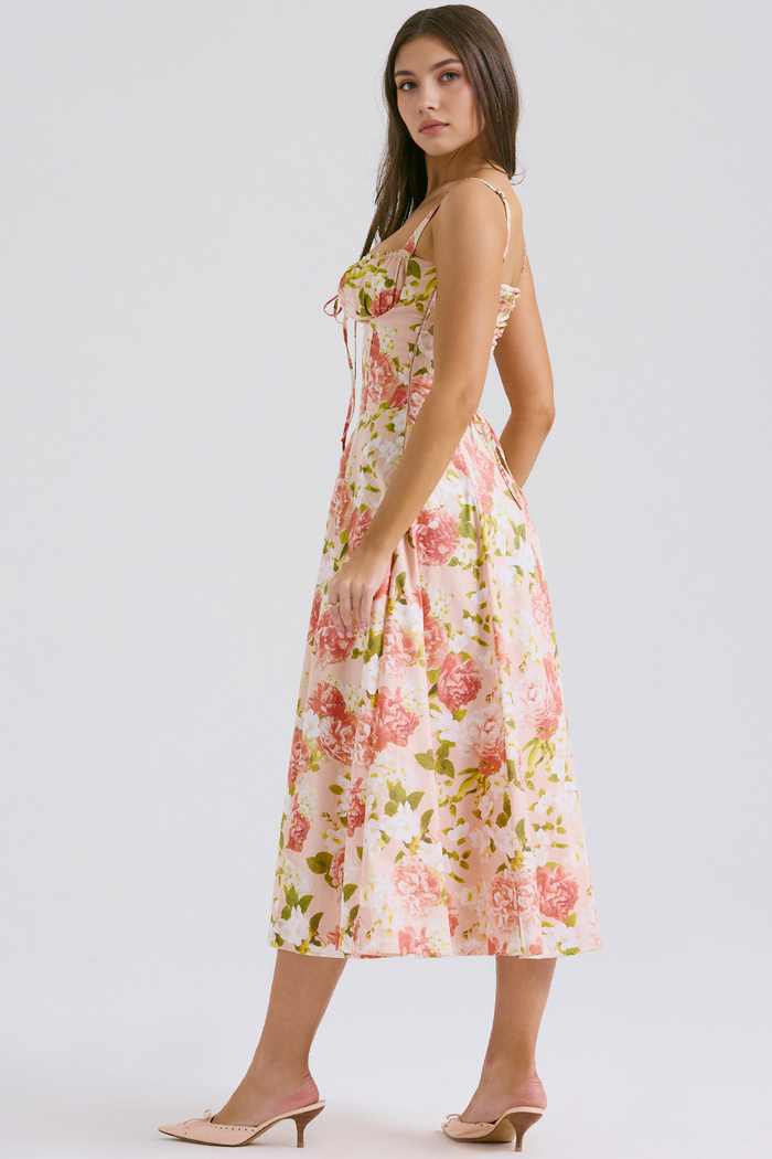 DONA MISS VESTIDO ROSELI BUSTIER MIDI FLORAL