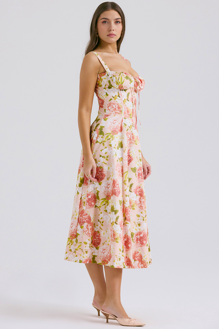 DONA MISS VESTIDO ROSELI BUSTIER MIDI FLORAL