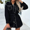 JAQUETA DEOLANE JEANS PRETA COM STRASS
