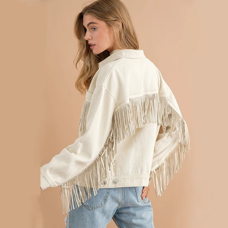 JAQUETA JEANS ANA COM FRANJAS