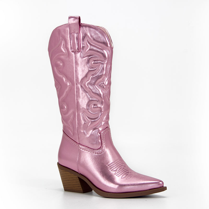 BOTA NAIARA MODELO TEXANA WESTERN METALIZADA CANO ALTO
