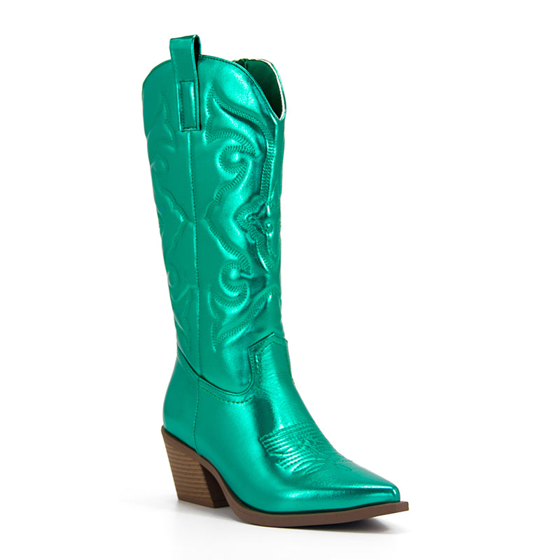 BOTA NAIARA MODELO TEXANA WESTERN METALIZADA CANO ALTO