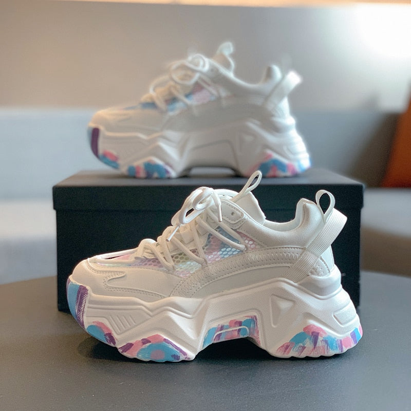 TENIS LOANA FEMININO CHUNKY PLATAFORMA RECORTES BRANCO