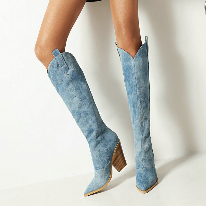 BOTA TEXANA NATÁLIA JEANS CANO LONGO