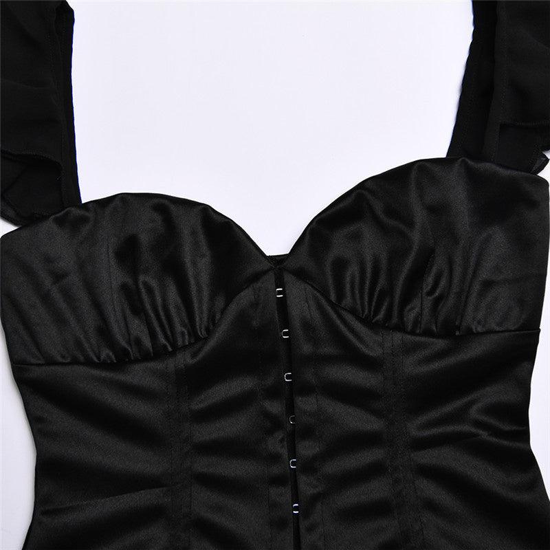 VESTIDO PALOMA MINI VINTAGE PRETO - Dona Miss