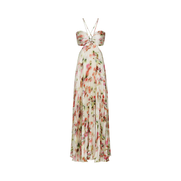 VESTIDO ANDREIA LONGO MAXI PLISSADO FLORAL