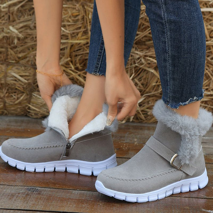 BOTA FEMININA DE INVERNO DONNA MISS AVELUDADA, ELEGANTE E COM SOLADO PLATAFORMA ANTIDERRAPANTE