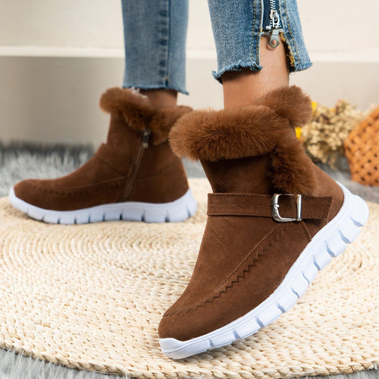 BOTA FEMININA DE INVERNO DONNA MISS AVELUDADA, ELEGANTE E COM SOLADO PLATAFORMA ANTIDERRAPANTE