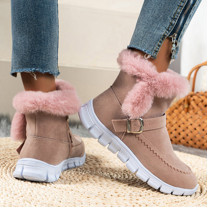 BOTA FEMININA DE INVERNO DONNA MISS AVELUDADA, ELEGANTE E COM SOLADO PLATAFORMA ANTIDERRAPANTE