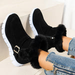 BOTA FEMININA DE INVERNO DONNA MISS AVELUDADA, ELEGANTE E COM SOLADO PLATAFORMA ANTIDERRAPANTE