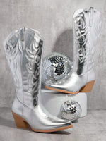 BOTA NAIARA MODELO TEXANA WESTERN METALIZADA CANO ALTO