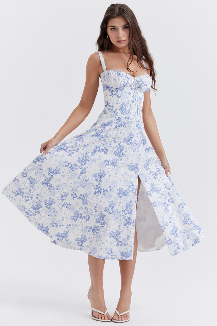 DONA MISS VESTIDO ROSELI BUSTIER MIDI FLORAL