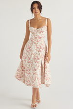 DONA MISS VESTIDO ROSELI BUSTIER MIDI FLORAL
