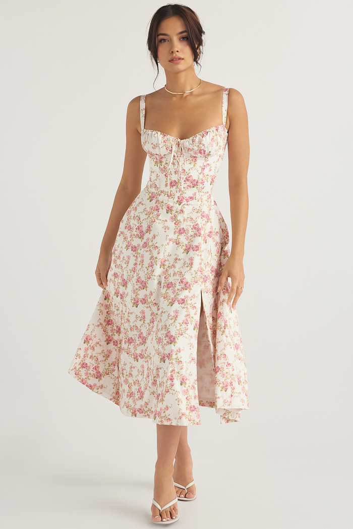 DONA MISS VESTIDO ROSELI BUSTIER MIDI FLORAL