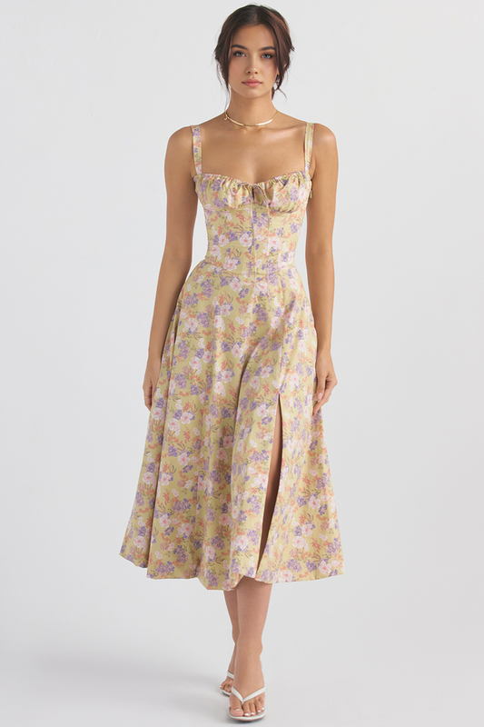 DONA MISS VESTIDO ROSELI BUSTIER MIDI FLORAL
