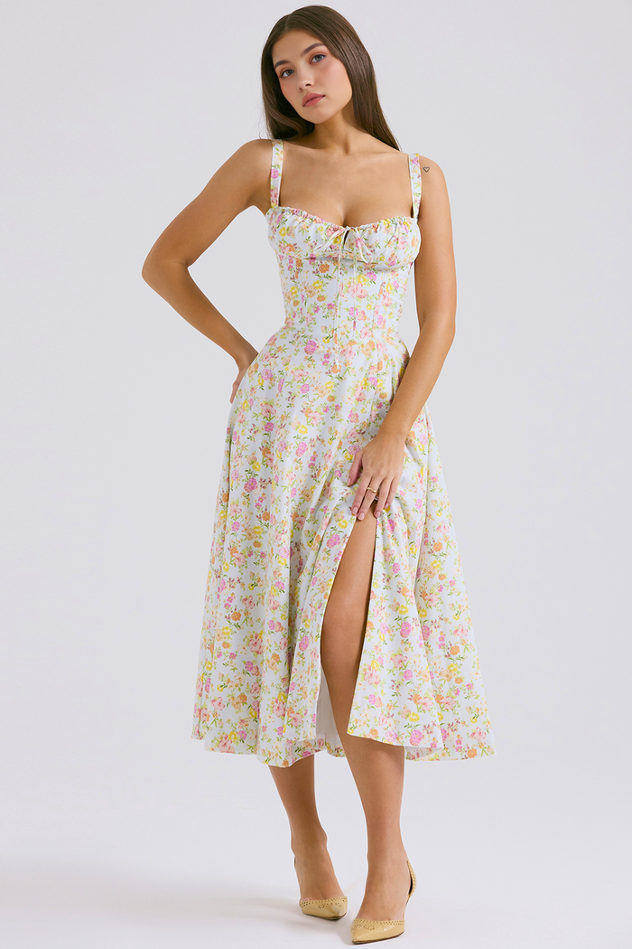 DONA MISS VESTIDO ROSELI BUSTIER MIDI FLORAL