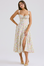 DONA MISS VESTIDO ROSELI BUSTIER MIDI FLORAL