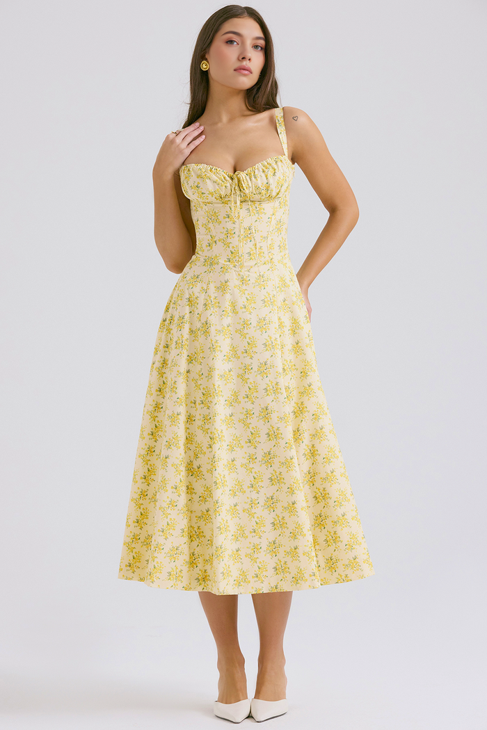 DONA MISS VESTIDO ROSELI BUSTIER MIDI FLORAL