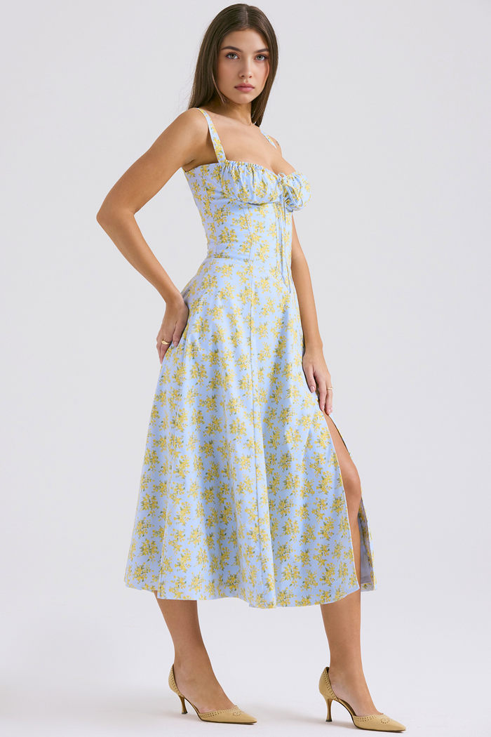 DONA MISS VESTIDO ROSELI BUSTIER MIDI FLORAL