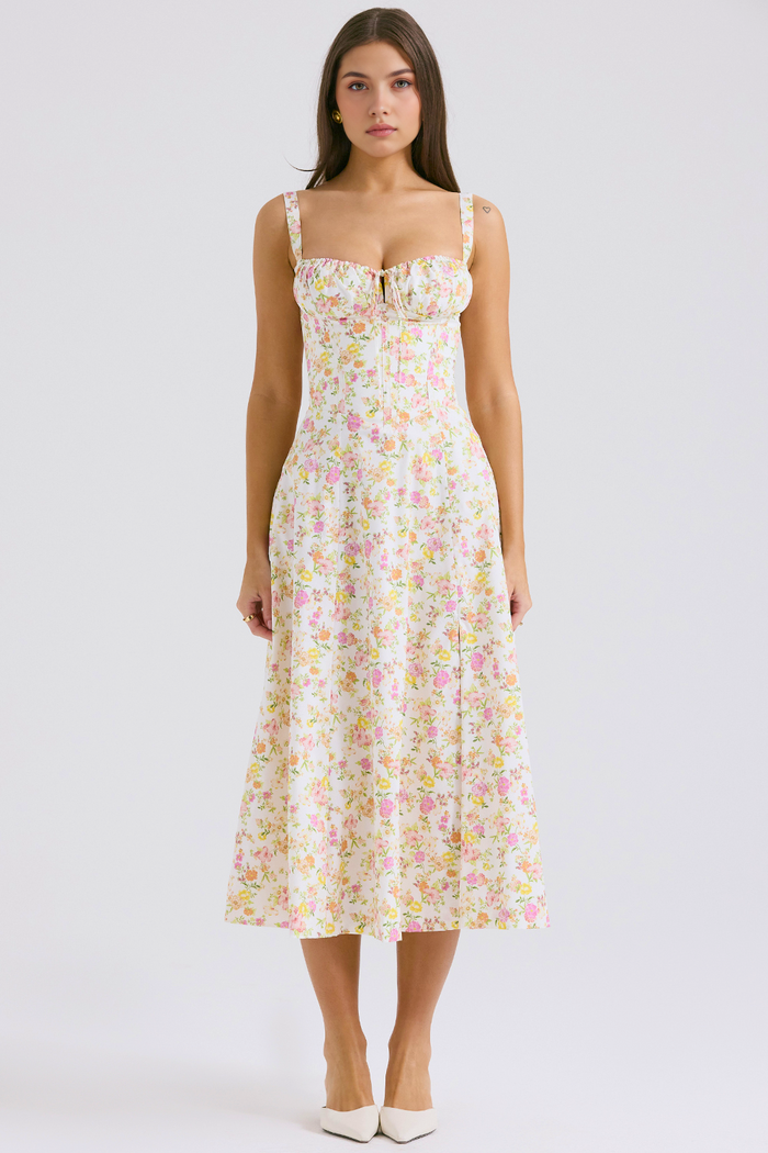 DONA MISS VESTIDO ROSELI BUSTIER MIDI FLORAL