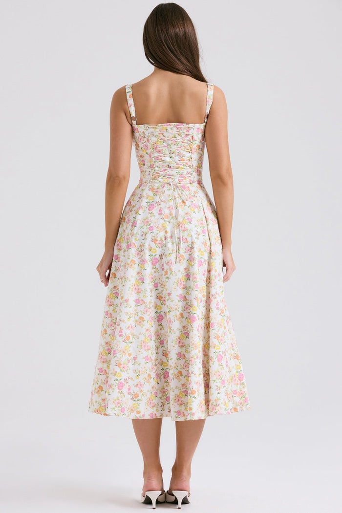 DONA MISS VESTIDO ROSELI BUSTIER MIDI FLORAL