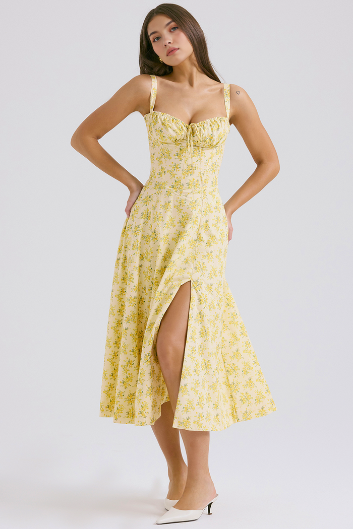 DONA MISS VESTIDO ROSELI BUSTIER MIDI FLORAL