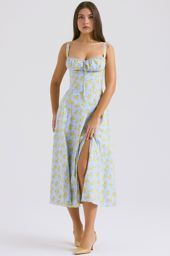 DONA MISS VESTIDO ROSELI BUSTIER MIDI FLORAL