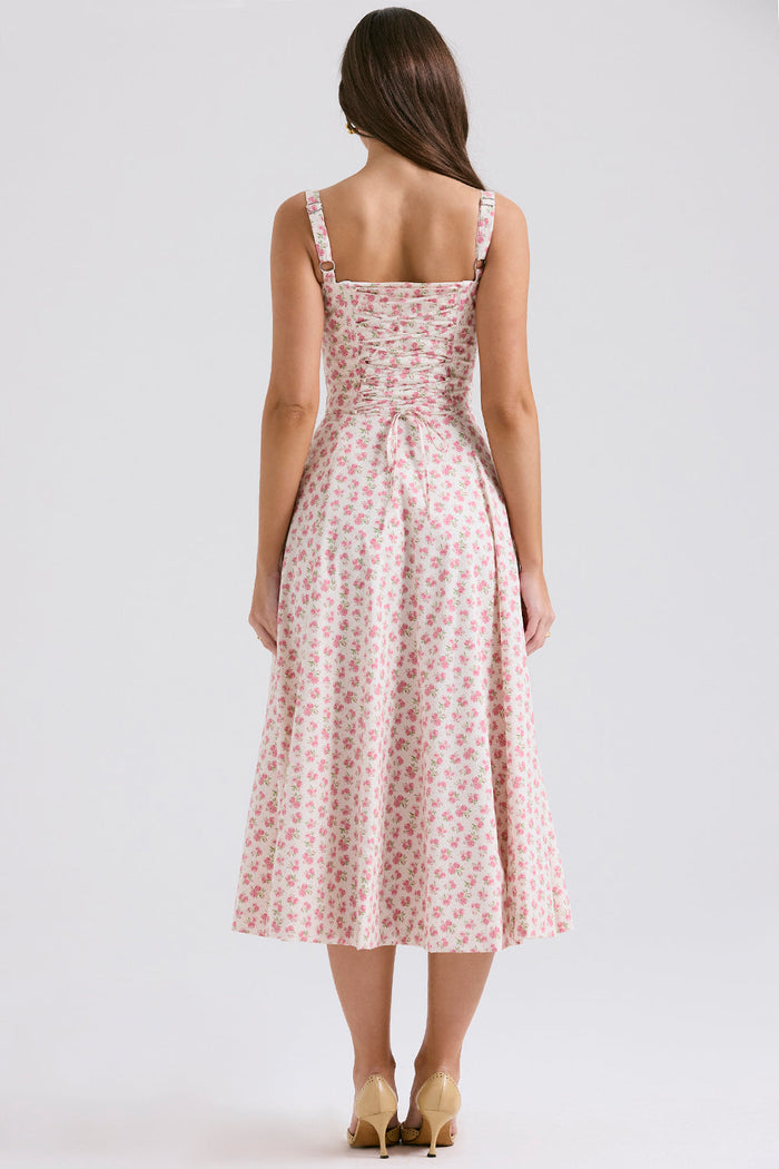 DONA MISS VESTIDO ROSELI BUSTIER MIDI FLORAL