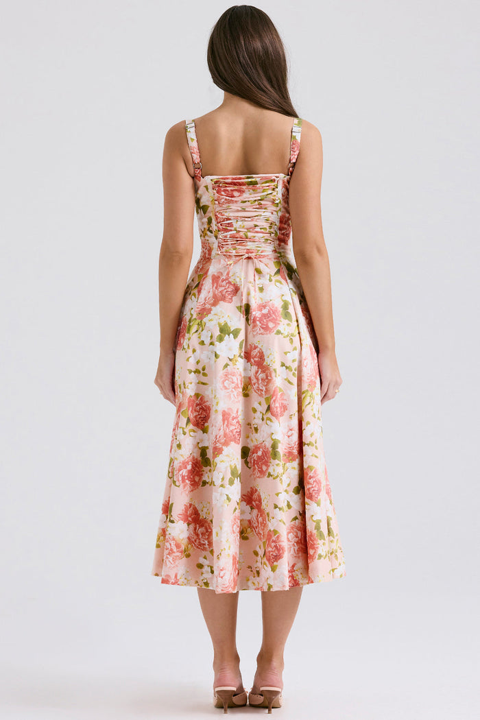 DONA MISS VESTIDO ROSELI BUSTIER MIDI FLORAL