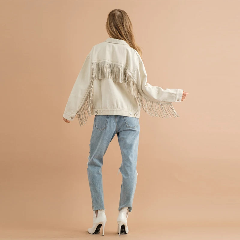 JAQUETA JEANS ANA COM FRANJAS