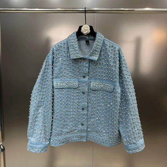 JAQUETA JEANS ESTER COM STRASS