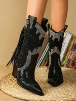 BOTA FERNANDA WESTERN TEXANA PRETA COM PEDRARIAS DONA MISS