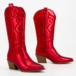 BOTA NAIARA MODELO TEXANA WESTERN METALIZADA CANO ALTO