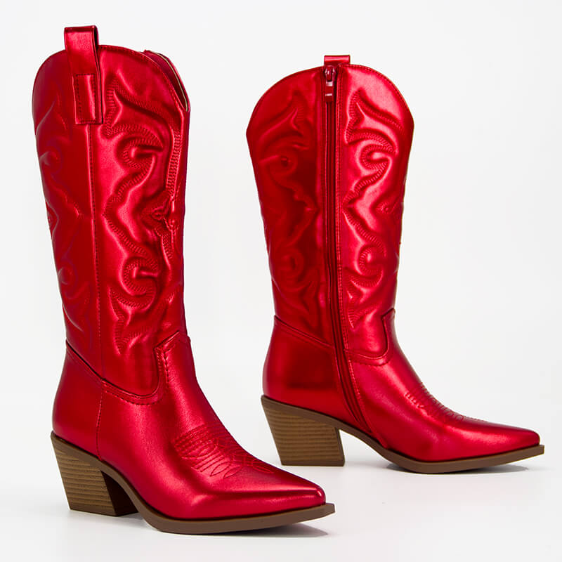 BOTA NAIARA MODELO TEXANA WESTERN METALIZADA CANO ALTO