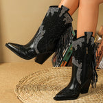 BOTA FERNANDA WESTERN TEXANA PRETA COM PEDRARIAS DONA MISS
