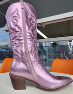 BOTA NAIARA MODELO TEXANA WESTERN METALIZADA CANO ALTO