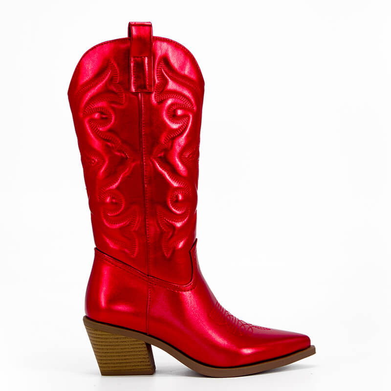 BOTA NAIARA MODELO TEXANA WESTERN METALIZADA CANO ALTO