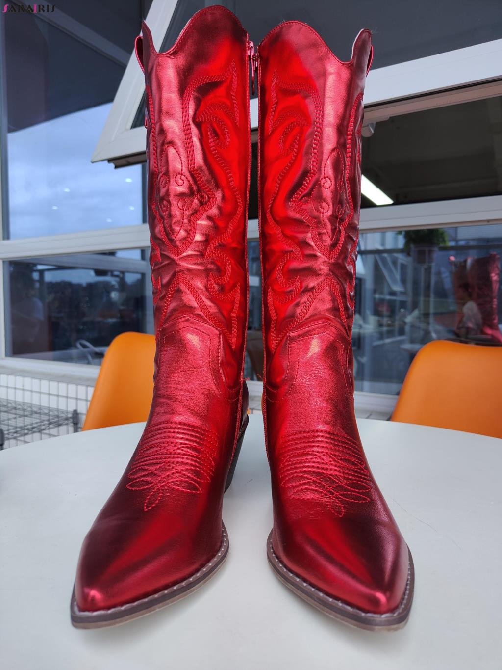 BOTA NAIARA MODELO TEXANA WESTERN METALIZADA CANO ALTO