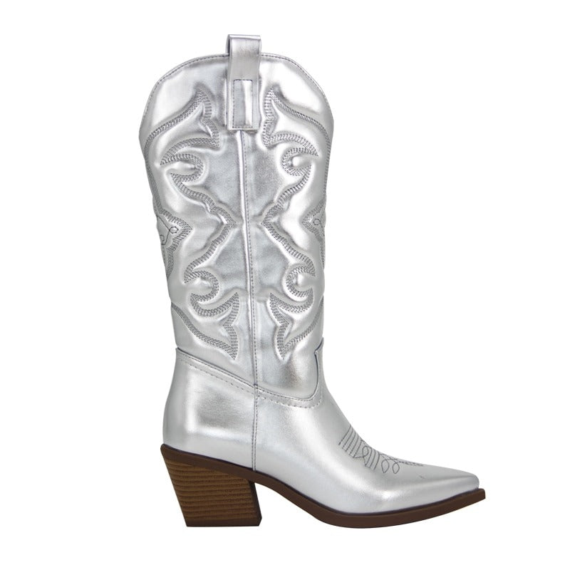 BOTA NAIARA MODELO TEXANA WESTERN METALIZADA CANO ALTO