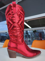 BOTA NAIARA MODELO TEXANA WESTERN METALIZADA CANO ALTO