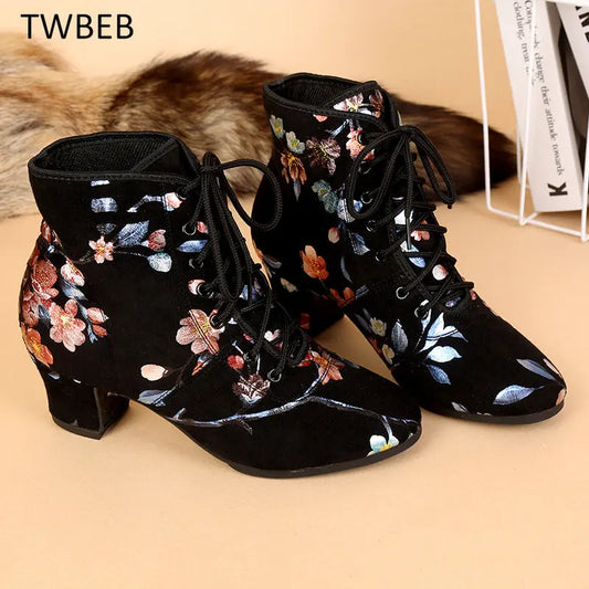 Women's High Top Shoes Soft Sole Dance Shoes Women Ballroom Dancing Modern Tango Jazz Performance Practise Salsa Shoes