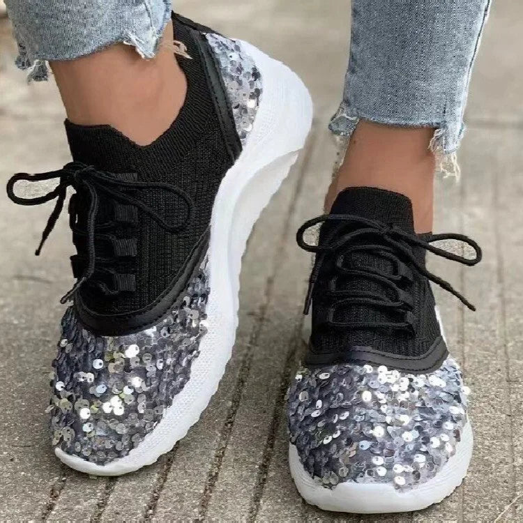 TÊNIS FEMININO PALOMA SLIP-ON MEIA COM PAETÊ
